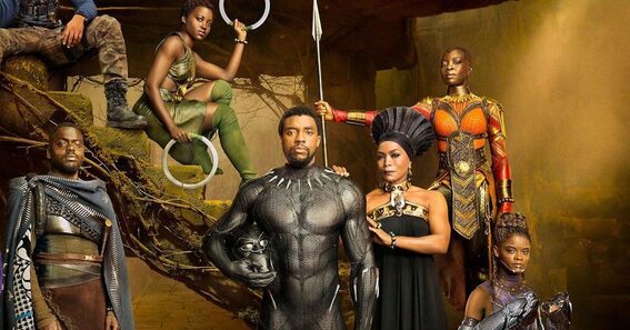 Promotional photo of the cast from the original Black Panther film.
